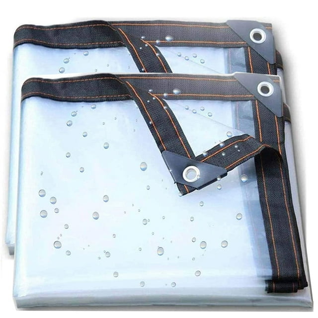 Casewin 2 Pcs Tarps Clear with Grommets 39*39in, Clear Tarps Heavy Duty