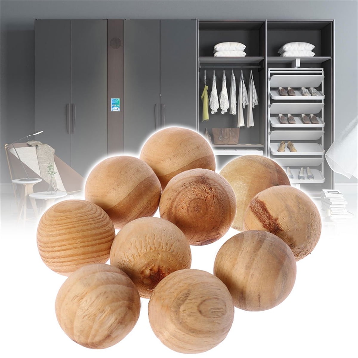 Casewin 20 Pieces Camphor Wood Balls Moth Repellent Clothes Moth