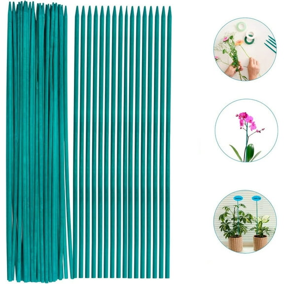 Casewin 20PCS 15.7 Inch/40cm Green Bamboo Sticks, Plant Stakes, Flower Plant Support Sticks