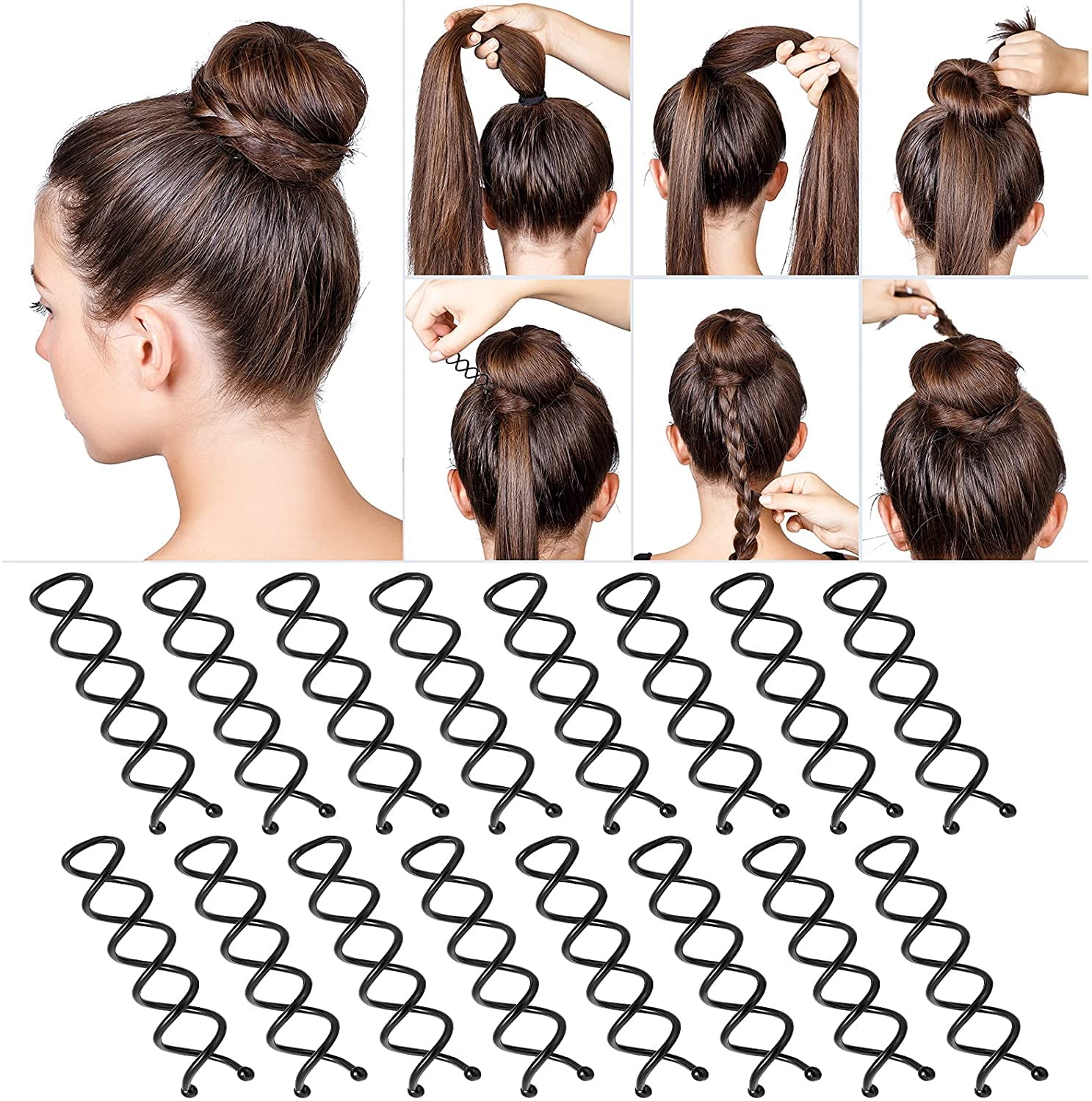 Spiral Bobby Pins Brown with Storage Tin, 20 Pcs Spin Pins for Hair (2  Inch), Pr