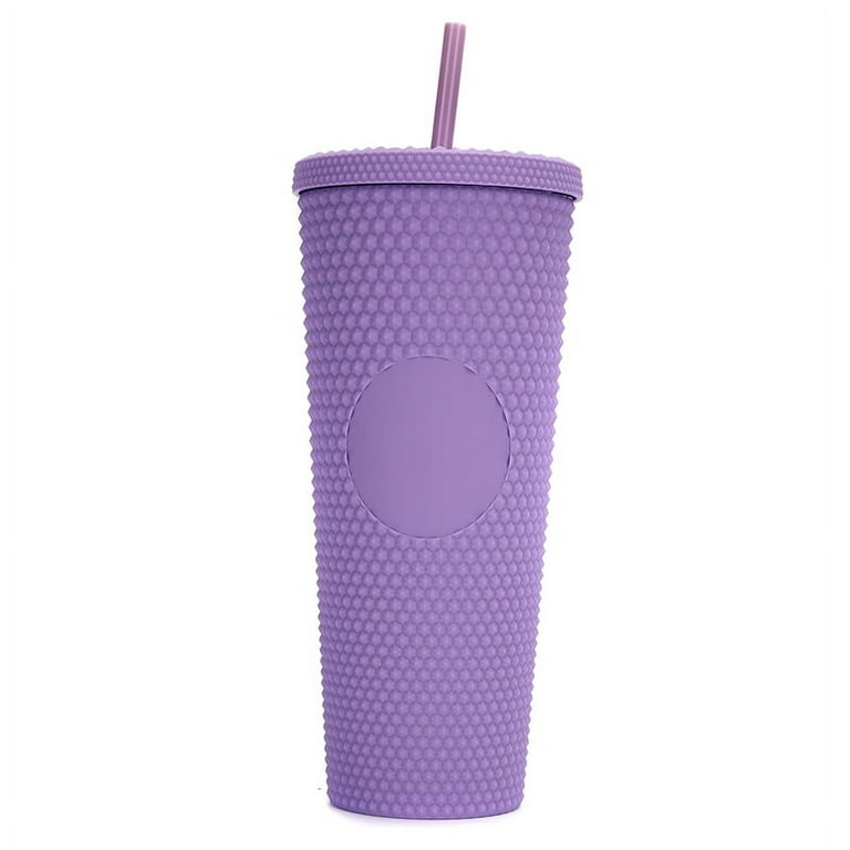 Casewin 24oz(710ml) Tumbler with Straw and Lid Stainless Steel Cup with  Straw and Lid for Adults Iced Coffee Cups with Straw Insulated Coffee Cup  Large Mugs for Hot Drinks (Purple) 