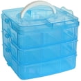 thumbnail image 1 of Casewin 3 Layer Stack & Carry Box, Plastic Multipurpose Portable Storage Container Box Handled Organizer Storage Box for Organizing Stationery, Sewing, Art Craft, Jewelry and Beauty Supplies Blue, 1 of 4