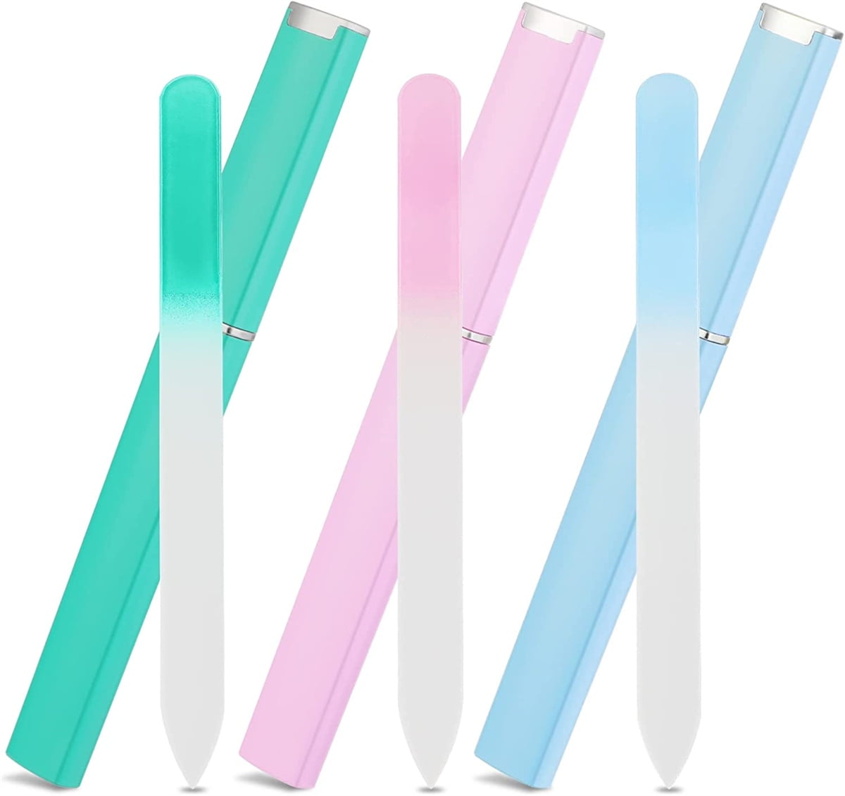 Casewin 3 Pack Glass Nail File with Case,Portable Crystal Fingernail