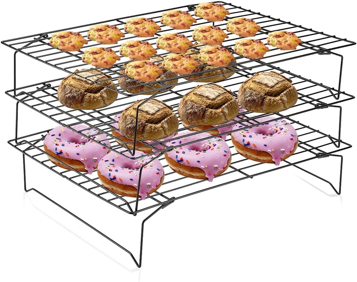Casewin 3 Tier Cooling Rack Stackable Rectangular Cooling Racks 3 Tier Stainless Steel Wire Rack Oven Dessert Cooling Rack Non Stick Stackable Baking Wire Racks for Biscuits Cakes Pastries Walmart