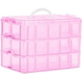 thumbnail image 1 of Casewin 3-Tier Pink Craft Storage Container Box, Stackable Organizer Box with Dividers for Art Supplies, Fuse Beads, Washi Tapes, Beads, Hair Accessories, Nail, 1 of 8