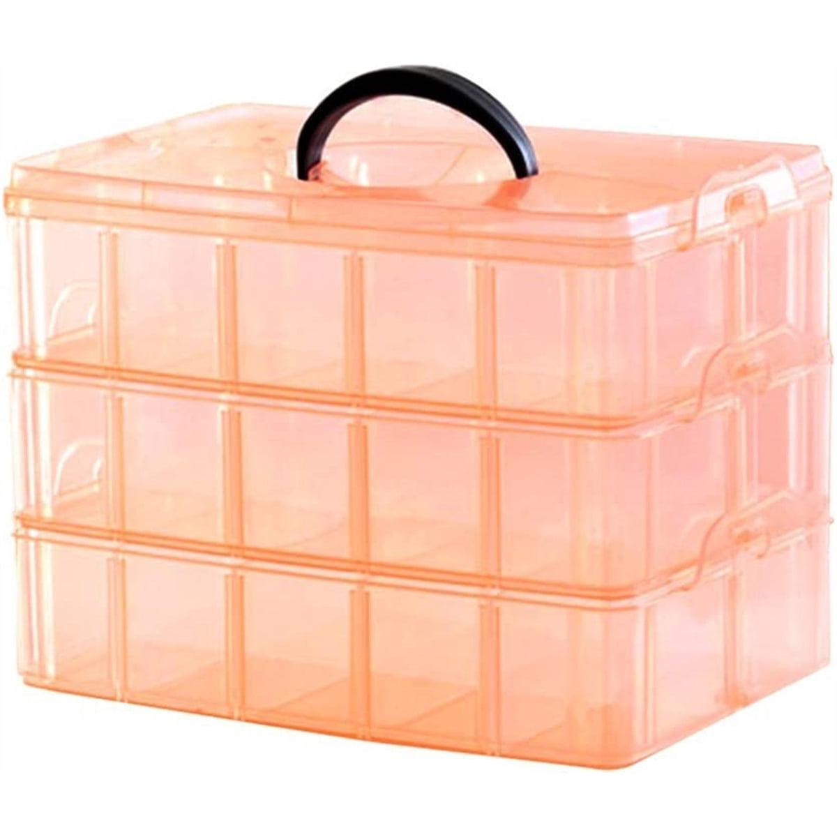 Ducurt Craft Storage Containers Large Bead Organizer 30 Compartment Organizer Box with Dividers Small Toy Organizer 3 Layer Clear Storage Box