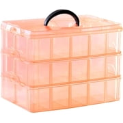 Casewin 3-Tier Stackable Storage Container with 30 CompartmentsAdjustable,Plastic Organizer Box for Organizing Arts and Crafts,Toy,Washi Tapes,Jewelry,Hair Accessories,9.85X7.08X6.77inches