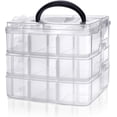 thumbnail image 1 of Casewin 3-Tier Transparent Stackable Adjustable Compartment Slot Plastic Craft Storage Box Organizer Snap-Lock Tray Container(18 Compartment, White), 1 of 9