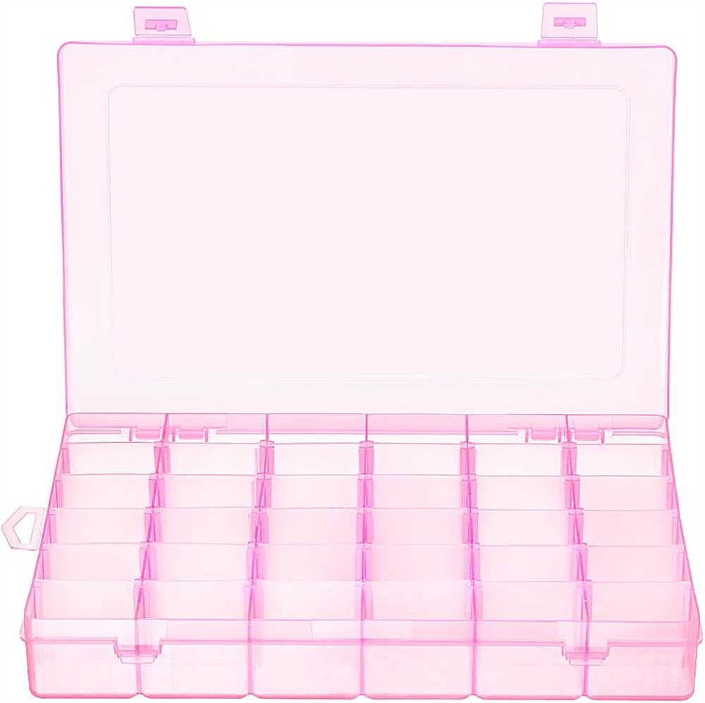 Casewin 36 Compartment Pink Plastic Jewelry Box Jewelry Storage Plastic ...