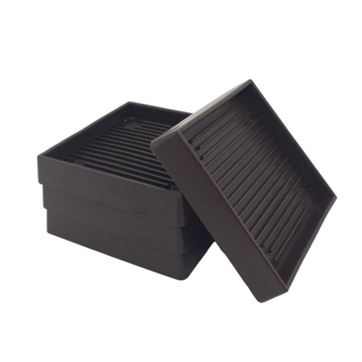 Casewin 3x3 Brown Square Rubber Furniture Caster Cups with AntiSliding