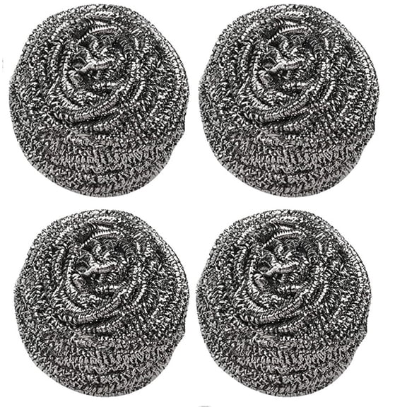 Casewin 4 PCS Stainless Steel Sponges Scrubbers Cleaning Ball Utensil Scrubber Density Metal Scrubber Scouring Pads Ball for Pot Pan Dish Wash Cleaning for Removing Rust Dirty Cookware Cleaner