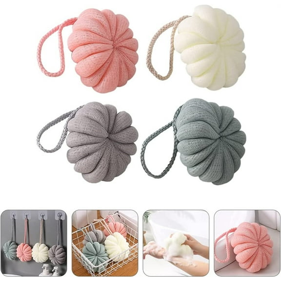 Casewin 4 Pack 50g Bath Shower Loofah Sponge,Bath Mesh Pouf Shower Ball Body Scrubber Exfoliating Bath Sponge for Women and Men: Soothing Face & Body Exfoliator