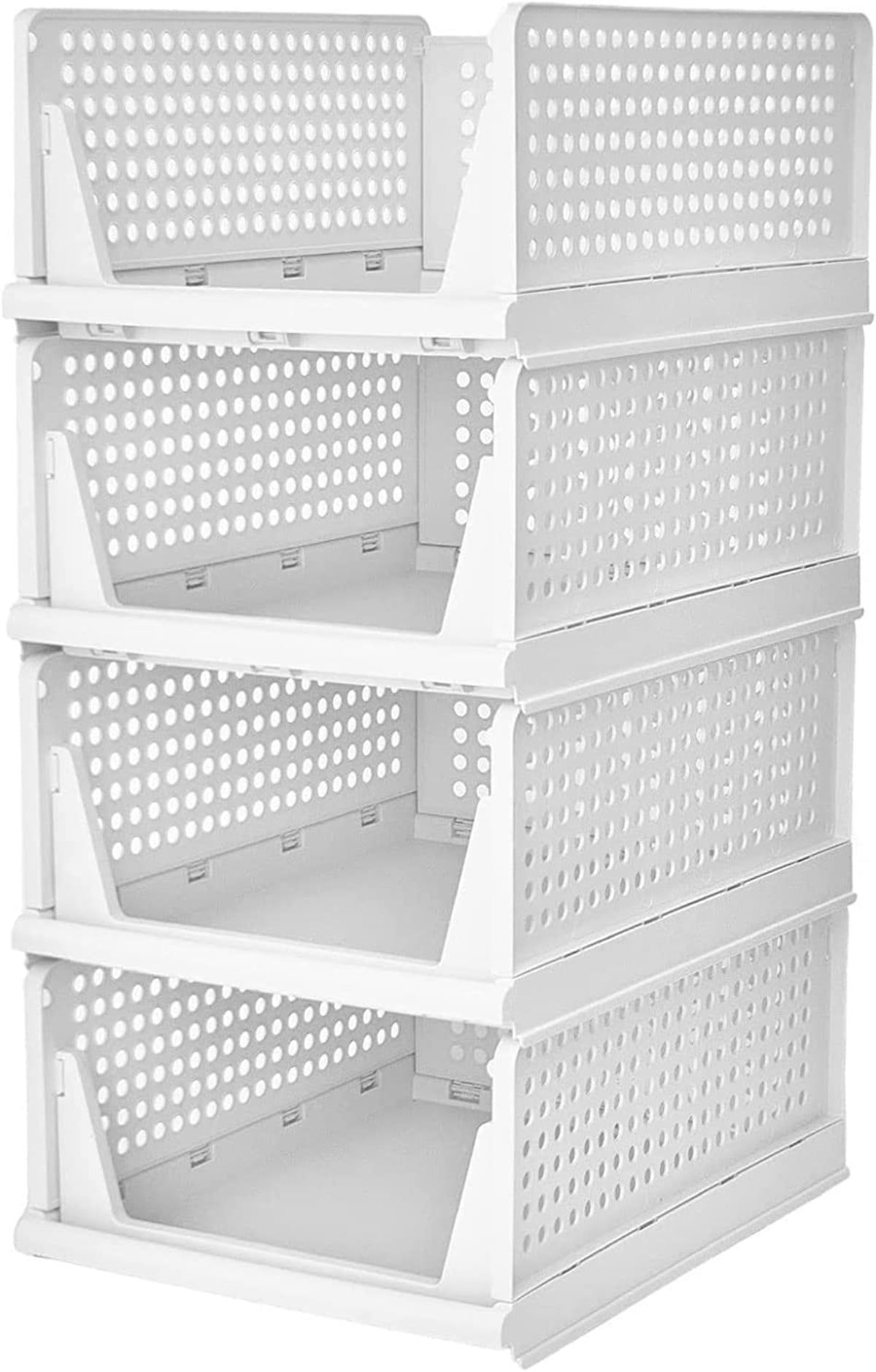 UNZIPE 2 Pack Closet Storage Bins with Handle, Plastic Storage Baskets Organizer Clothes Organizer for Folded Clothes Closet Containers for Shelf