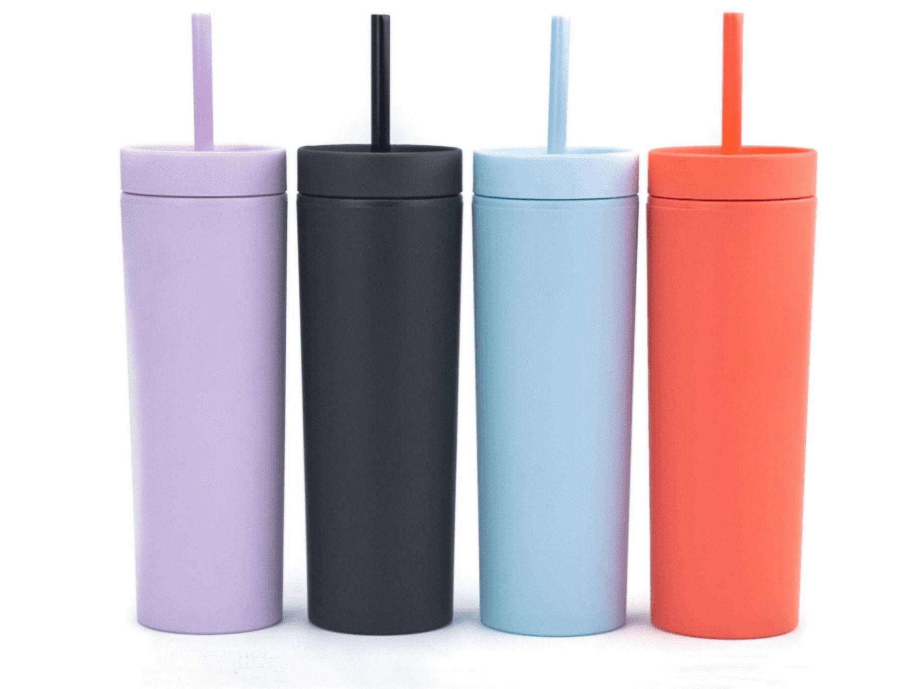 Casewin Tumblers with Lids and Straws 16 oz Clear Pastel Colored