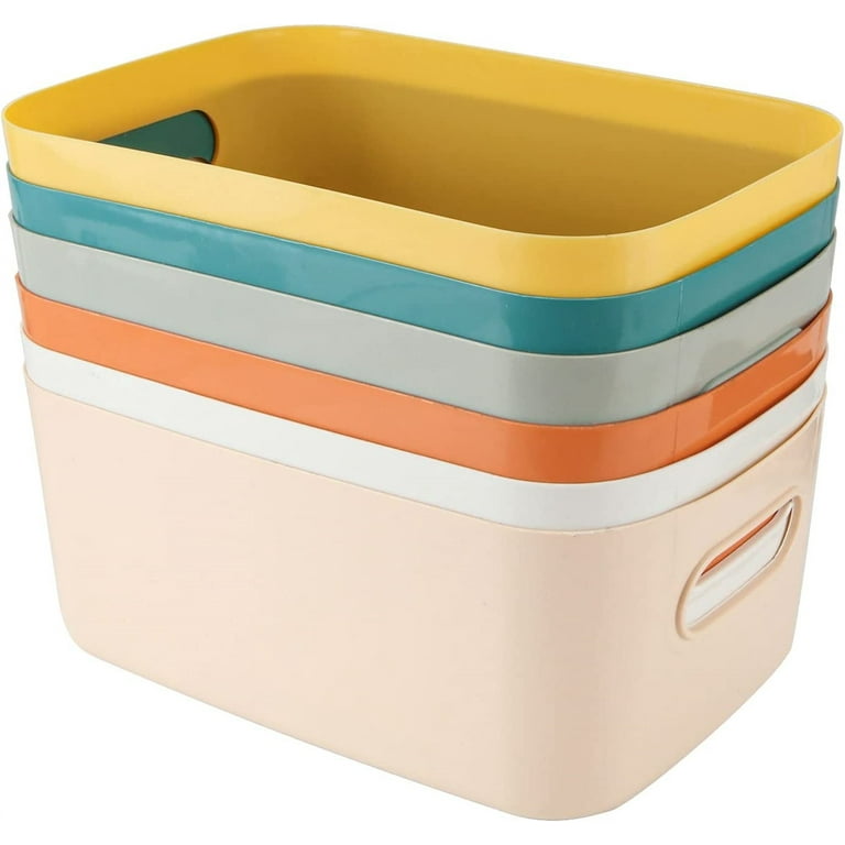 Casewin 7 Pack Plastic Storage Boxes, Colourful Storage Baskets with  Handles, Stackable Cupboard Organiser