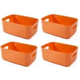 thumbnail image 1 of Casewin 4 Pack Plastic Storage Boxes Orange Storage Basket for Cupboard,Office,Living Room,Home,Bathroom, Bedroom,Kitchen Storage, 1 of 8