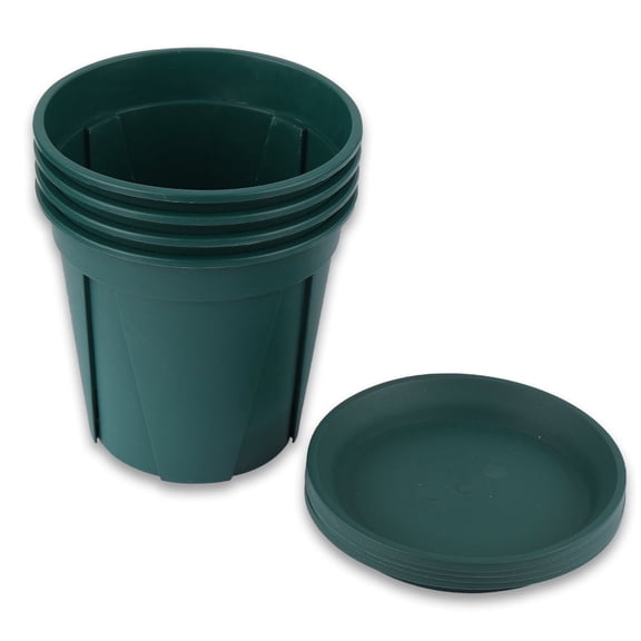 Casewin 4Pcs Plastic Plant Pots, 6inch Thicken Flower Pot Root-Control Nursery Seedling Planter Decorative Garden Plant Container for Indoor Outdoor Bonsai Plants (Green)