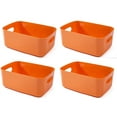 thumbnail image 1 of Casewin 4Pcs Plastic Storage Boxes, Yellow Storage Baskets, 24.5x16x9cm Storage Boxes for Kitchen, Cupboard, Office, Bathroom, Toy, Durable Home Tidy Open Storage Bins with Handles, 1 of 7