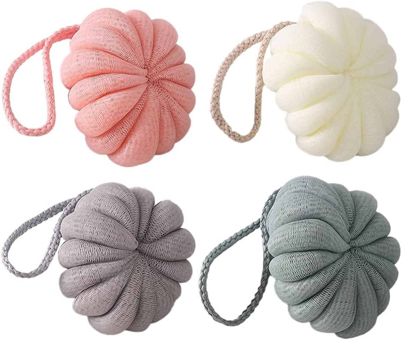 Casewin 4pcs Bath Shower Pouf Bath Sponges Loofahs Shower Wash Ball