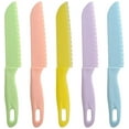 thumbnail image 1 of Casewin 5 Pieces Kids Kitchen Knife Set, Toddler’Plastic Kitchen Knife Set - Kids Safe Cooking Knives, Chef Nylon Knife/Children's Fruit Knife, Cake Knife，Bread Knife, Lettuce or Salad Knife, 1 of 7