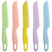 Casewin 5 Pieces Kids Kitchen Knife Set, Toddler Plastic Kitchen Knife Set - Kids Safe Cooking Knives, Chef Nylon Knife/Childrens Fruit Knife, Cake Knife Bread Knife, Lettuce or Salad Knife