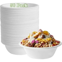 Casewin 50 Pack Compostable 12oz Paper Bowls,Heavy-Duty Quality Natural Disposable Bagasse Bowls,Biodegradable Natural Colour Paper Bowls for Salad,Hot Soup,Pasta and Dessert