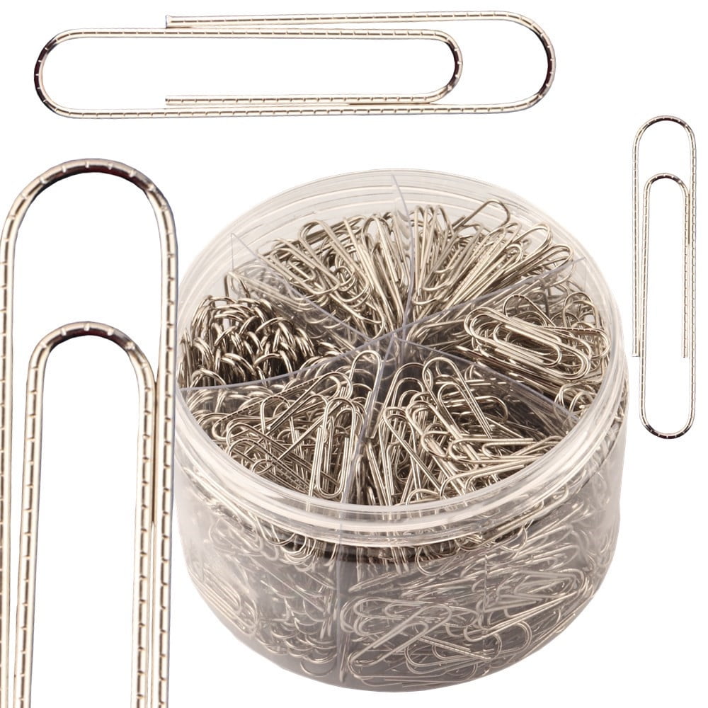 700 PCS Paper Clips Assorted Sizes, Small Medium and Large (1.1, 1.3 &  2), Paperclips for Office, School, Home Supplies-Silver by Casewin 