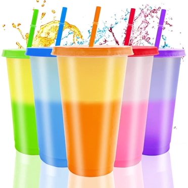Cessfle Color Changing Cups With Lids And Straws, 6 Pack