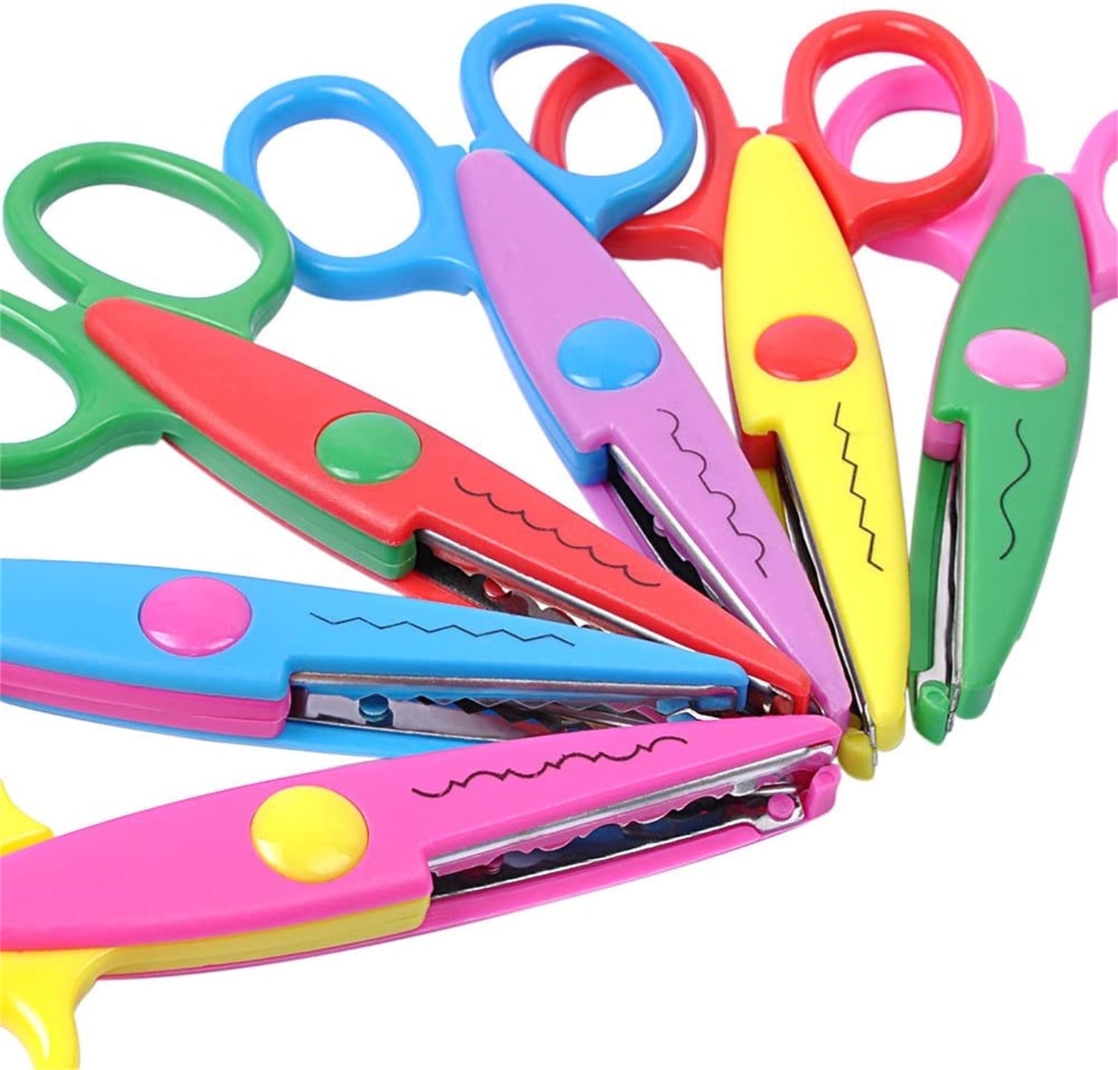 Casewin 6 Pack Scissors, Safety Scissors Plastic Safety Scissors, Dual-Colour Training Scissors For Cutting Tools Paper Craft Supplies