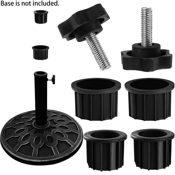 Casewin 6 Pieces Umbrella Base Stand Hole Ring Plug Cover and Cap Patio Umbrella Stand Replacement Parts Black Umbrella Stand Base Screw Umbrella Pole Cap(Excluding the Base)