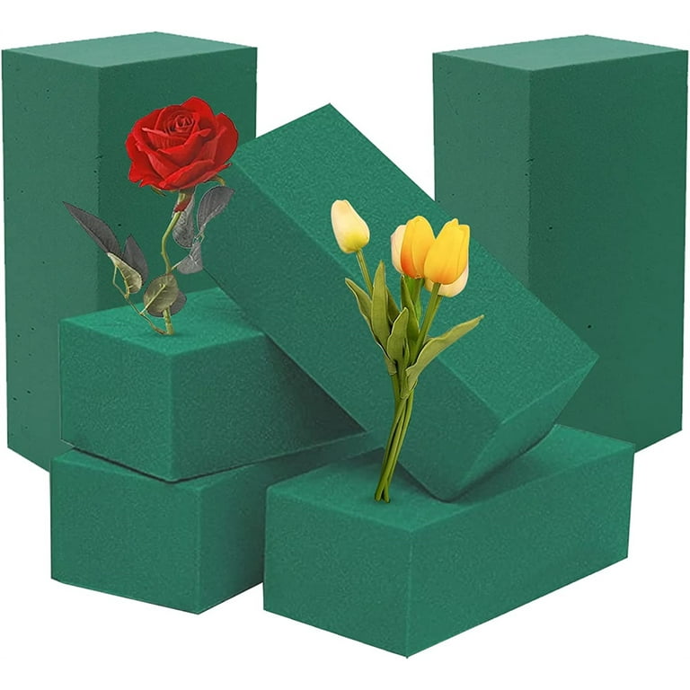 Pack of 6 Foam Bricks Foam for Artificial Flowers Plants Dried Arrangement Wet Flowers Bricks - Green, Size: 23