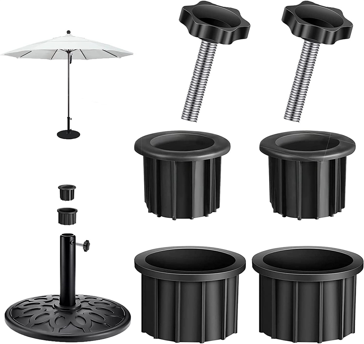Casewin 6PCS Umbrella Parasol Base Stand Hole Ring Plug Cover and Cap