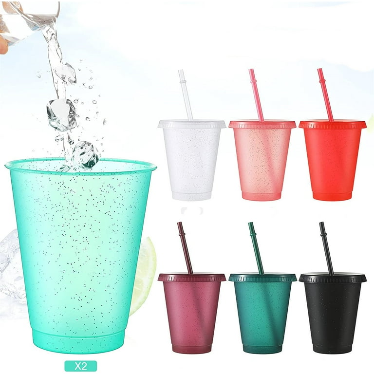 Reusable Cups with Lids and Straws - 7 Iced Coffee Cups with Lids, Plastic  Tumblers with Lids and Straws, Plastic Cups with Lids and Straws, Travel
