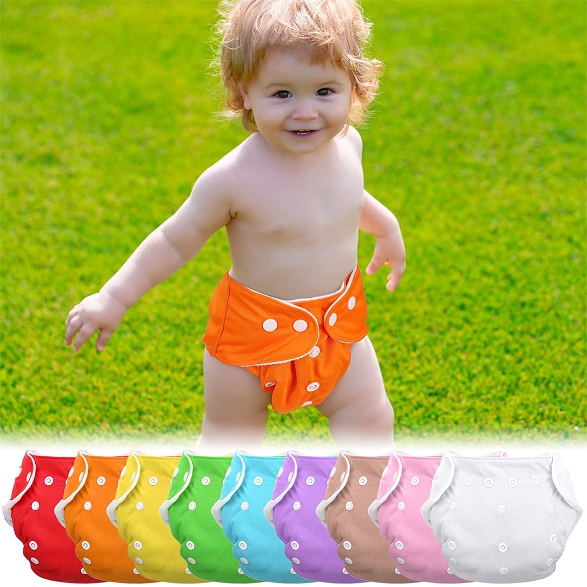 Casewin 8 Pcs Baby Cloth Diapers Adjustable Reusable Cloth Diapers One Size Washable Nappy Covers Baby Cloth Pocket for Newborn Toddlers Boys Girls 8-25 Pound (No Inserts)