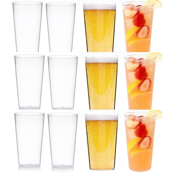 Casewin 9 Oz Reusable Clear Plastic Water Tumblers, Stackable Shatterproof Clear Drinking Glasses, Unbreakable Portable Cups,BPA Free, Set of 12 (Transparent)