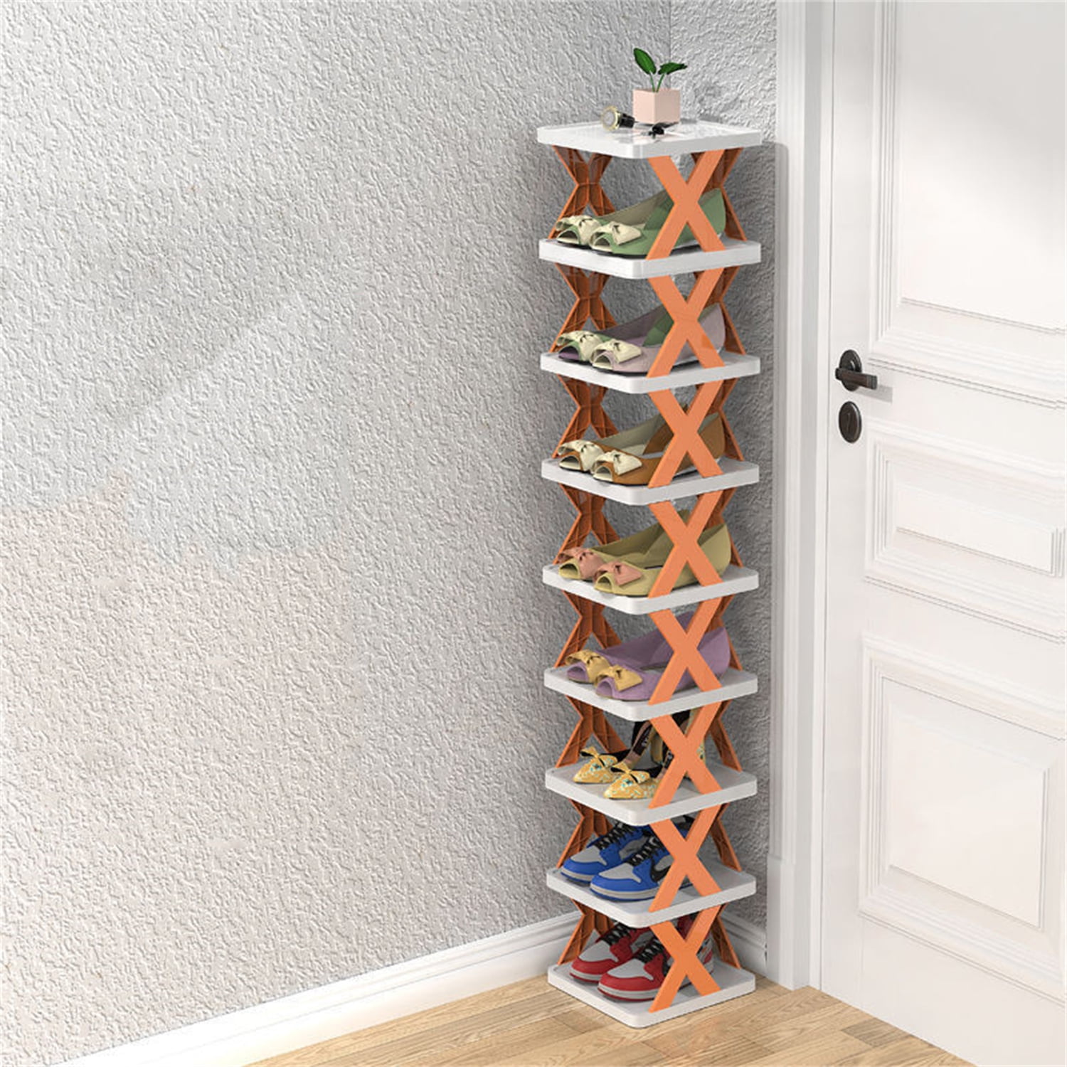 VTRIN Vertical Narrow Shoe Rack Organizer Tall Shoe Rack for Closet  Entryway 10 Tier Non-Woven Cover Shoe Shelf Holds 20-22 Pairs Free Standing  Shoe