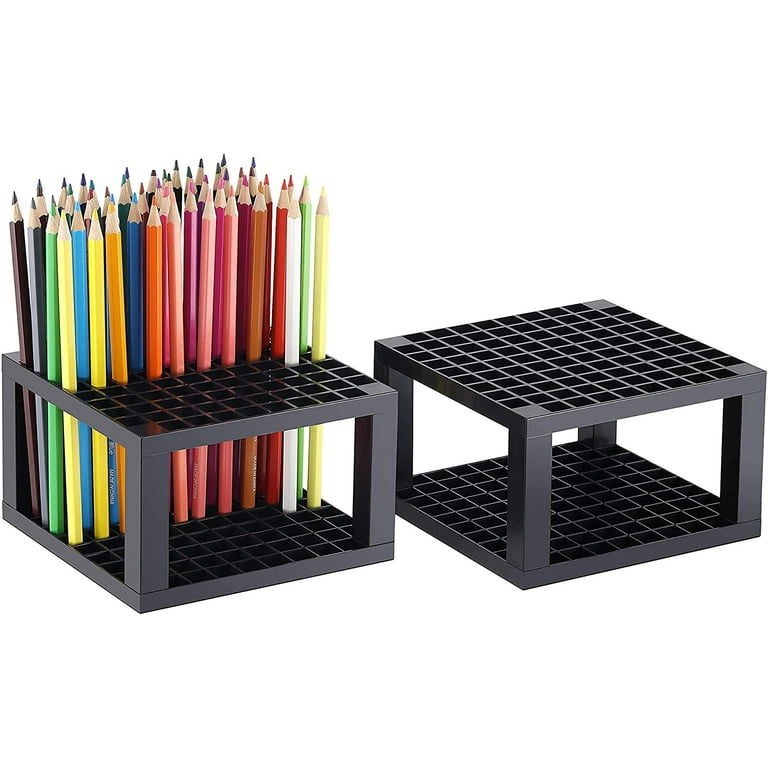 Angled STUDIO Colored Marker Storage Pencil Holder, Wood Desk Organizer,  Holds 54 Markers or 180 Colored Pencils, Made in USA 