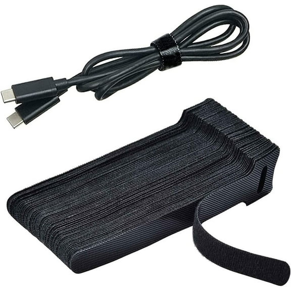 Casewin Adjustable Cable Ties Straps, Reusable Multi-Purpose Wrap Hook and Loop Long Large for PC Computer Phones Electronics Cable Tidy, Black, 30Pcs