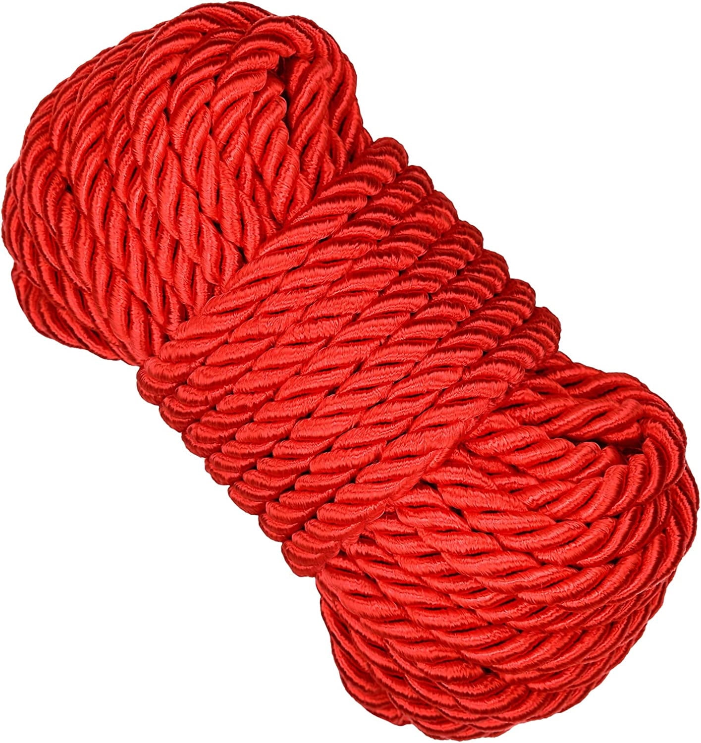 Casewin All Purpose Rope 8 mm 10M - 32 Feet Length Strong Multifunctional  Soft Cotton Rope Natural Twisted Durable Long Ropes(Red)