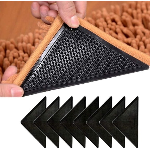 Anti Slip Rug Underlay,8Pcs Rug Pad Gripper for Laminate Floor, Bexikou Non Slip Carpet Underlay Grippers Washable Silicone Carpet Pad for Wooden and Hard Floors