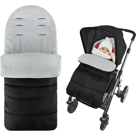 Casewin Baby Stroller Sleeping Bag Outdoor Waterproof and Windproof Warm Foot Cover Baby Car Foot Cover Cushion Universal Black & Gray