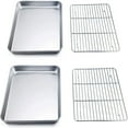 thumbnail image 1 of Casewin Baking Sheet with Rack Set, Stainless Steel Cookie Sheet Baking Pans with Cooling Rack, Non Toxic & Healthy, Rust Free & Heavy Duty, Mirror Finish & Easy Clean, Dishwasher Safe - 4 Pieces, 1 of 7