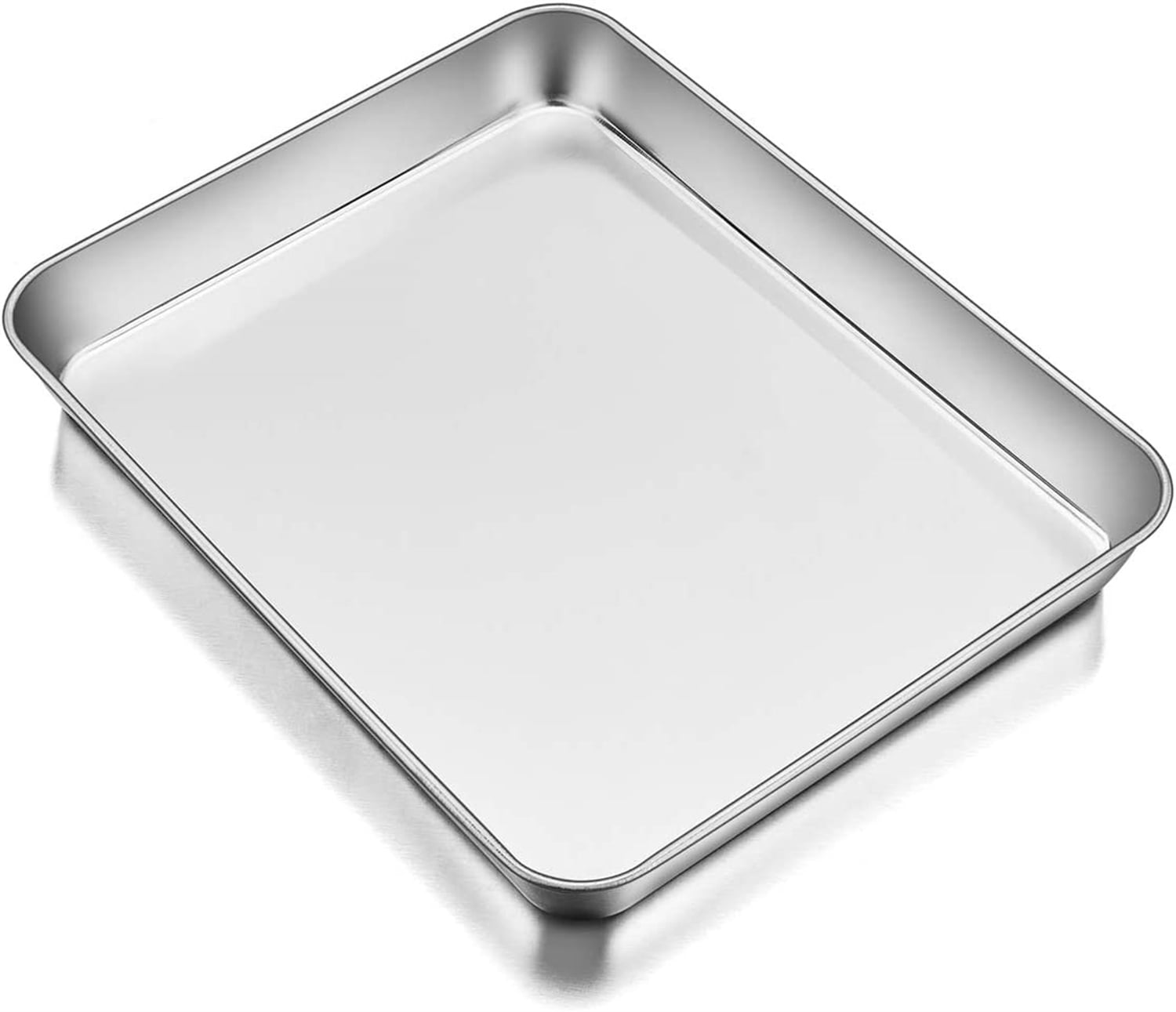 P&P CHEF Mini Toaster Oven Pan, 9 x 7 x 1 Inch Stainless Steel Small Baking  Pan Oven Tray for Cooking & Roasting, Corrugated Bottom Rectangular Cookie