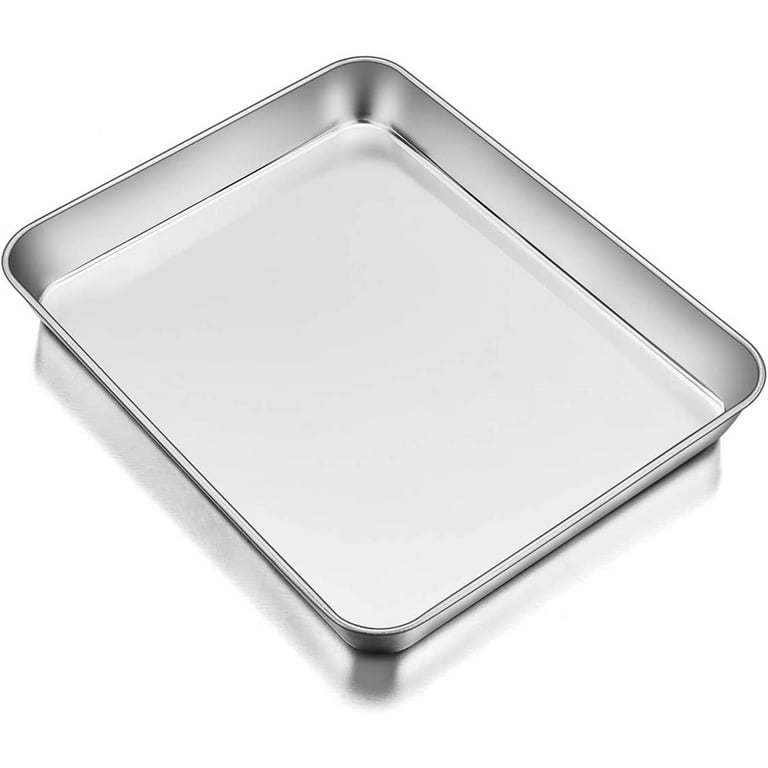 Casewin Baking Sheet Stainless Steel Baking Tray Cookie Sheet Oven Pan  Rectangle Size 10 x 8 x 1 inch, Non Toxic & Healthy, Rust Free & Less  Stick