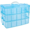 thumbnail image 1 of Casewin Blue 3-Tier Stackable Storage Container Box with 30 Adjustable Compartments, Plastic Organizer Box with Handle for Art & Crafts Accessories, Beauty Supplies, Fuse Beads, Washi Tapes, 1 of 9