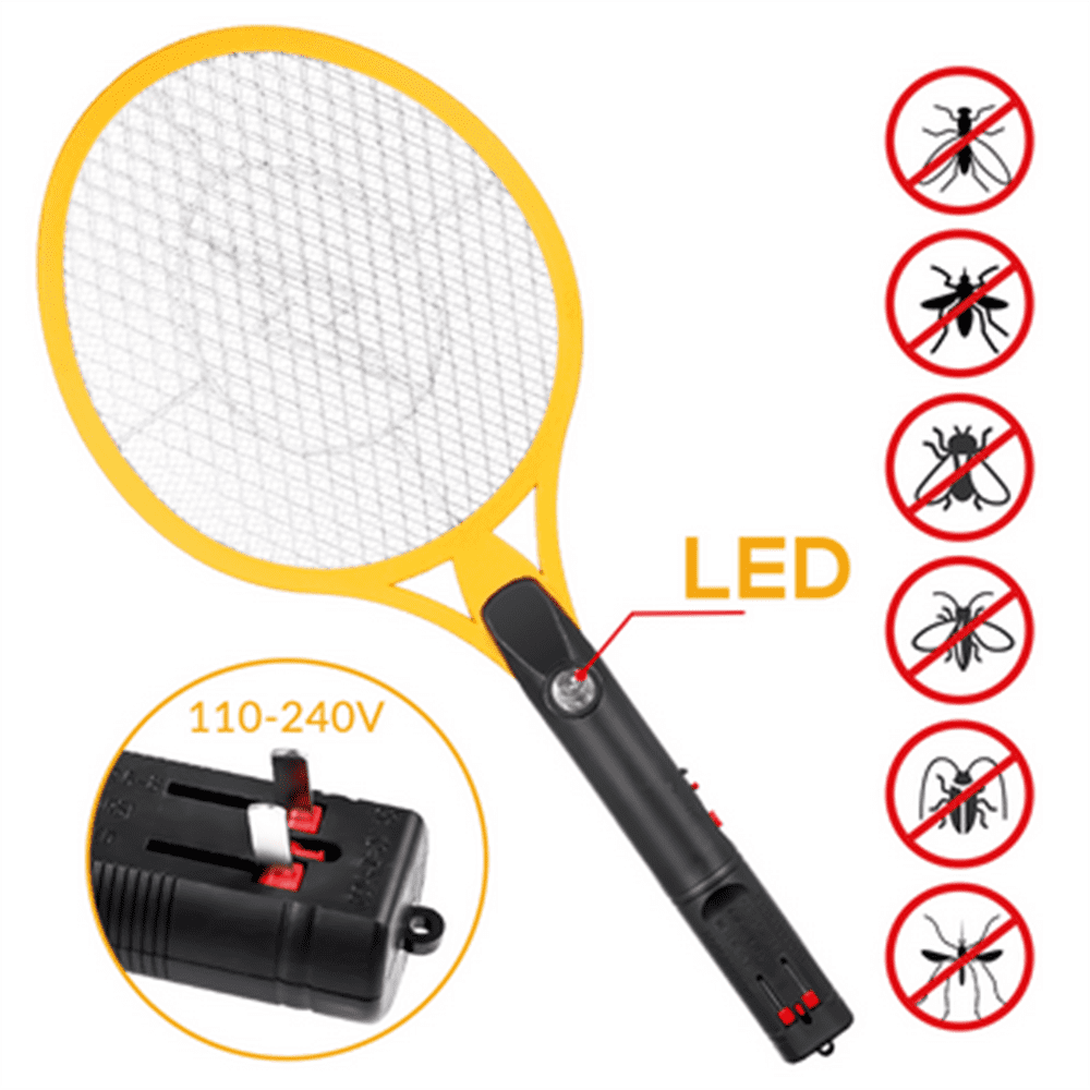 Casewin Bug Zapper Rechargeable Fly Zapper Racket, Electric Fly Swatter,  Mosquito Zapper, 3,000 Volt, Yellow