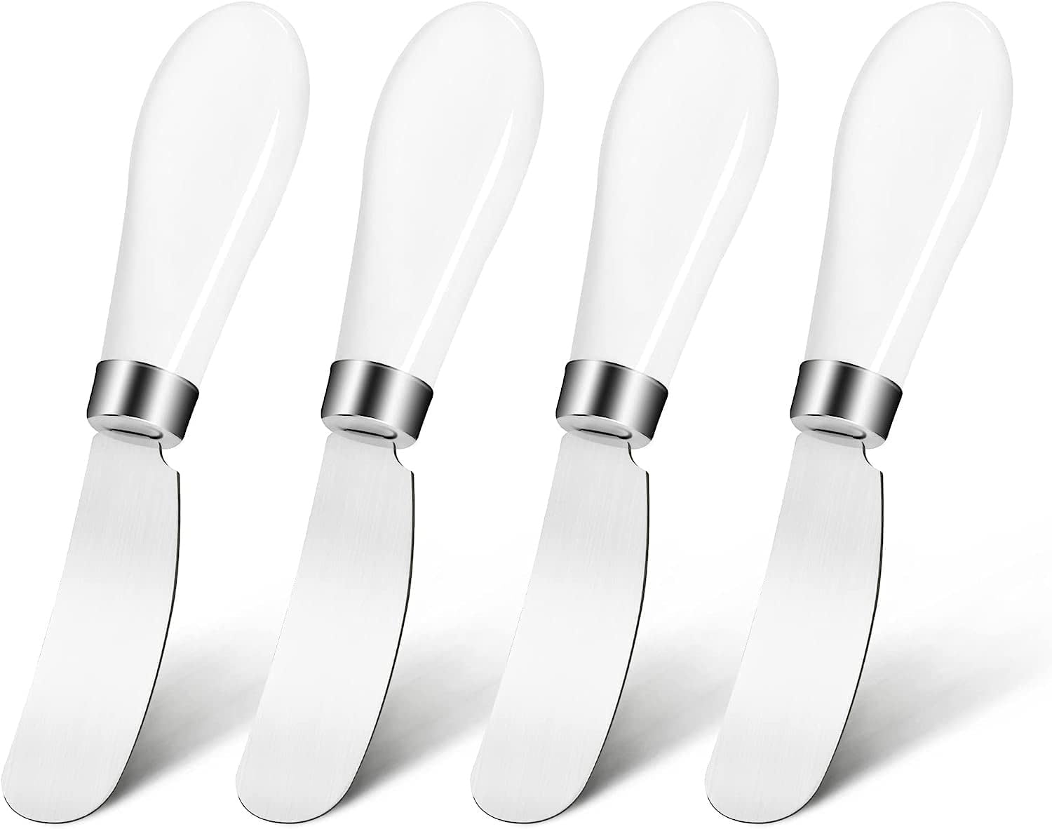 Casewin Butter Knife(4 Pcs), Porcelain Handle, Stainless Steel Cheese