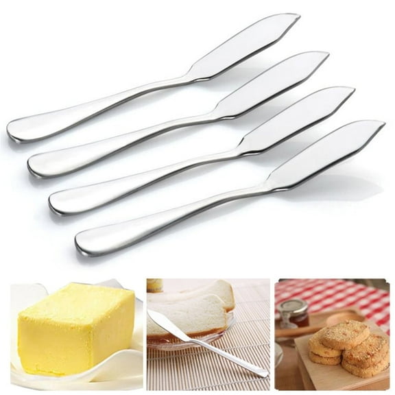 Casewin Butter Knives Set of 4, Cheese Knife, Cheese Spreaders, 5.7 inches Cute Mini Stainless Steel Kitchen Knives for Toast Sandwich Cake Bread Breakfast(Silver)