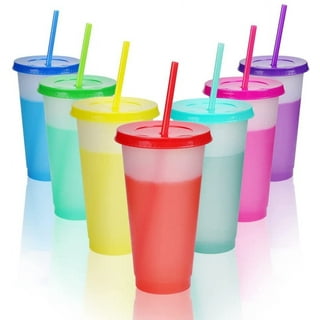  Reusable Plastic Cups with Lids Straws: 12Pcs 24oz Colorful Bulk  Party Cups/BPA-Free Dishwasher-Safe Cold Drink Travel Tumblers for Iced  Beverage Water Smoothie Coffee for Adults Kids (L-24 oz) : Home 