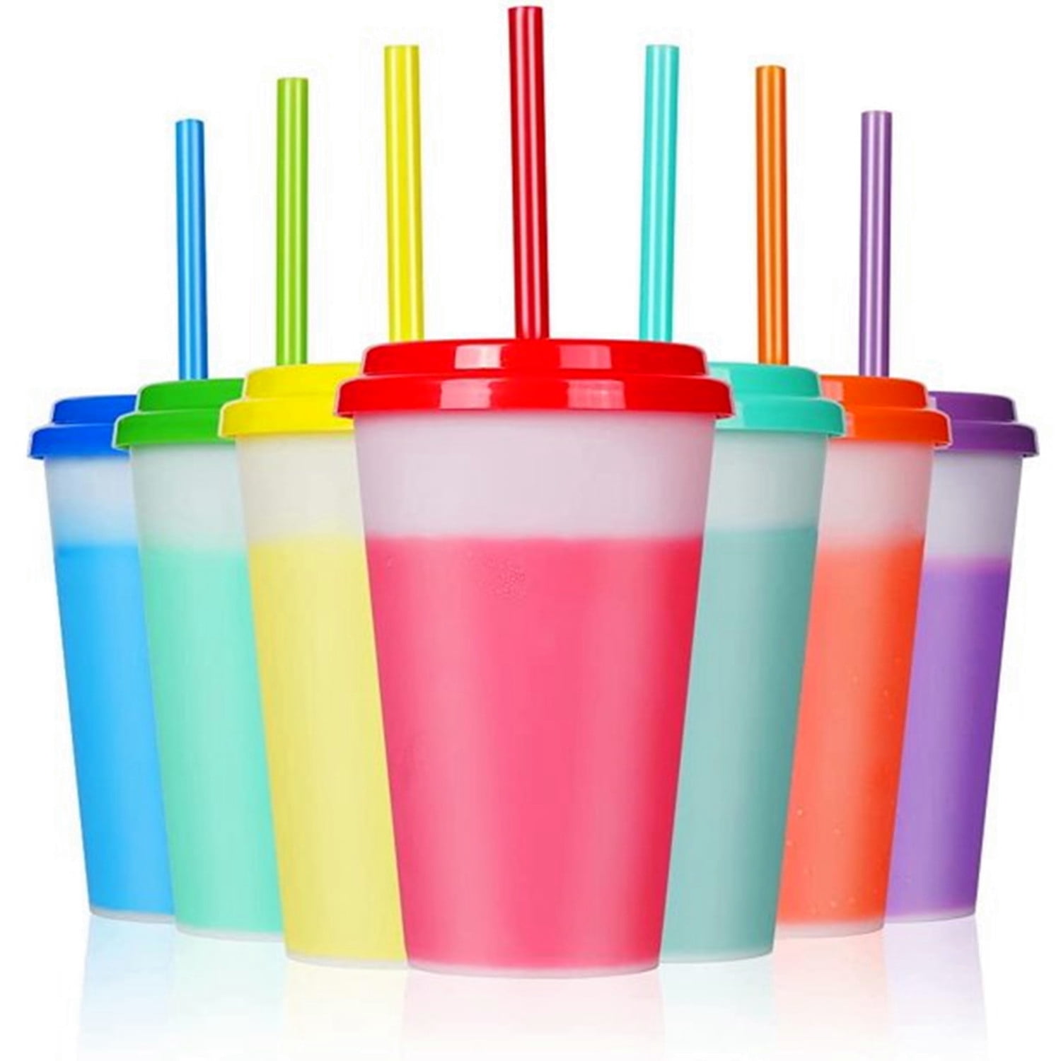 Casewin 24 oz Cups with Lids and Straws Glitter Tumbler with Straw and Lid  Plastic Iced Coffee Tumbler Cup Reusable Travel Mug Water Bottle for  Smoothie(Assorted Color,6 Pack) 